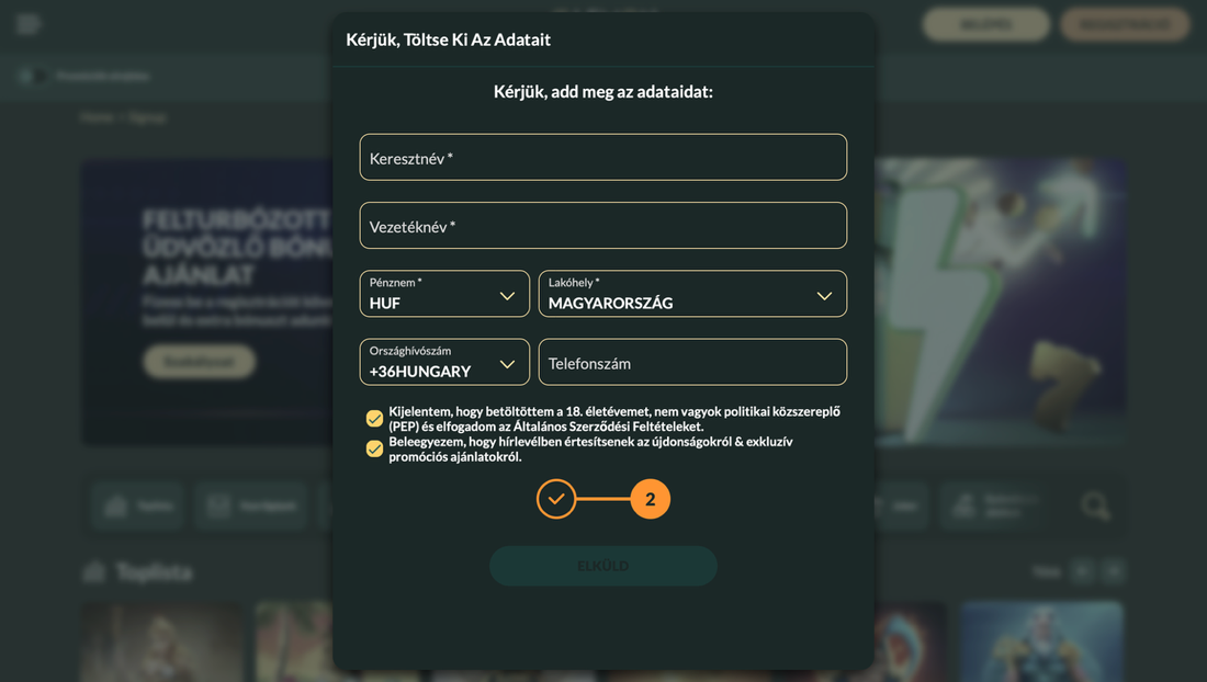 Add meg a szükséges adatokat